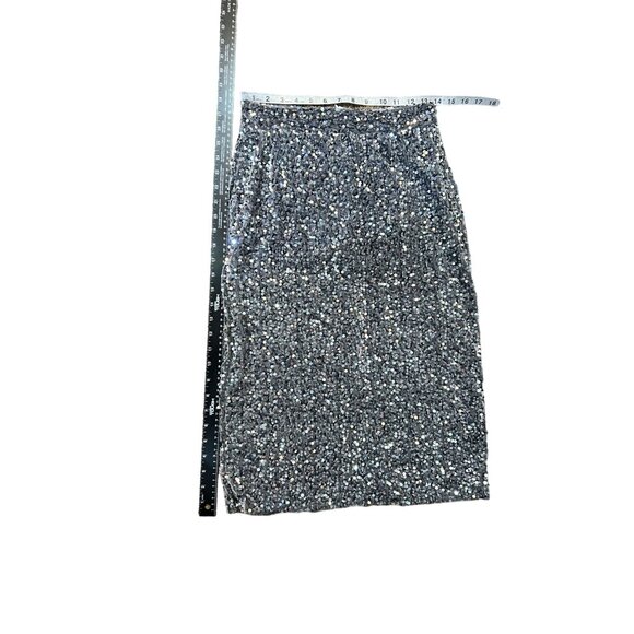 (5 for $25) Steel Gray Silver Sequin Pencil Skirt Size Medium - Picture 8 of 8